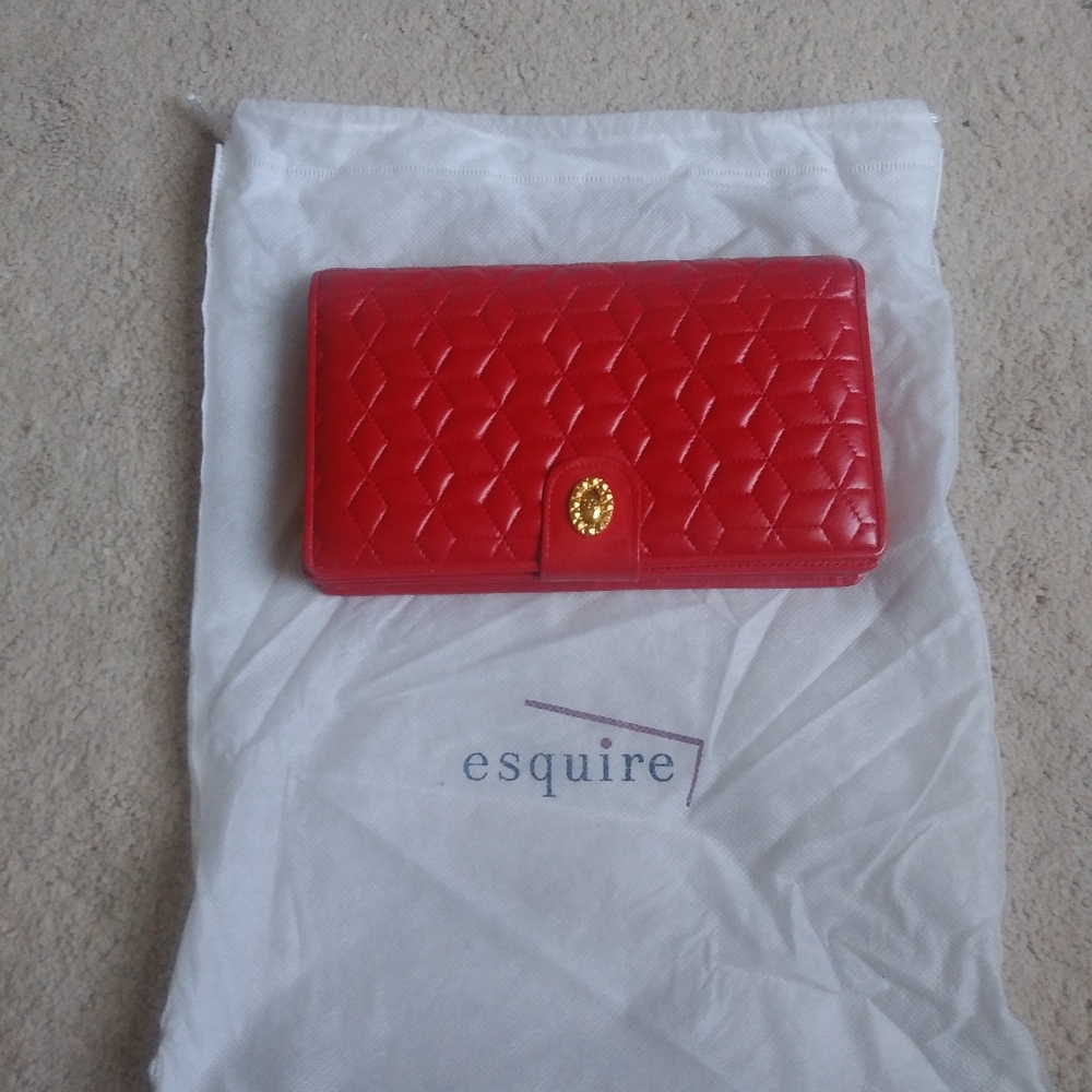 Esquire red leather clutch